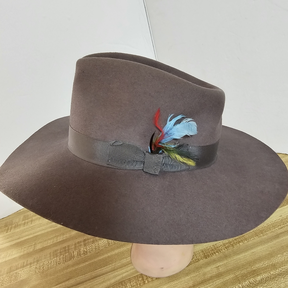 The Shadow Wool Felt Hat Brown w/brown band Dorfman Pacific Sz M/lg See Photos